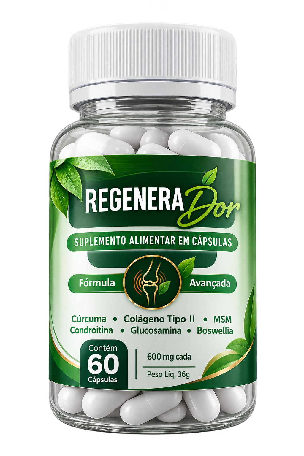 Frasco do suplemento Regenera Dor